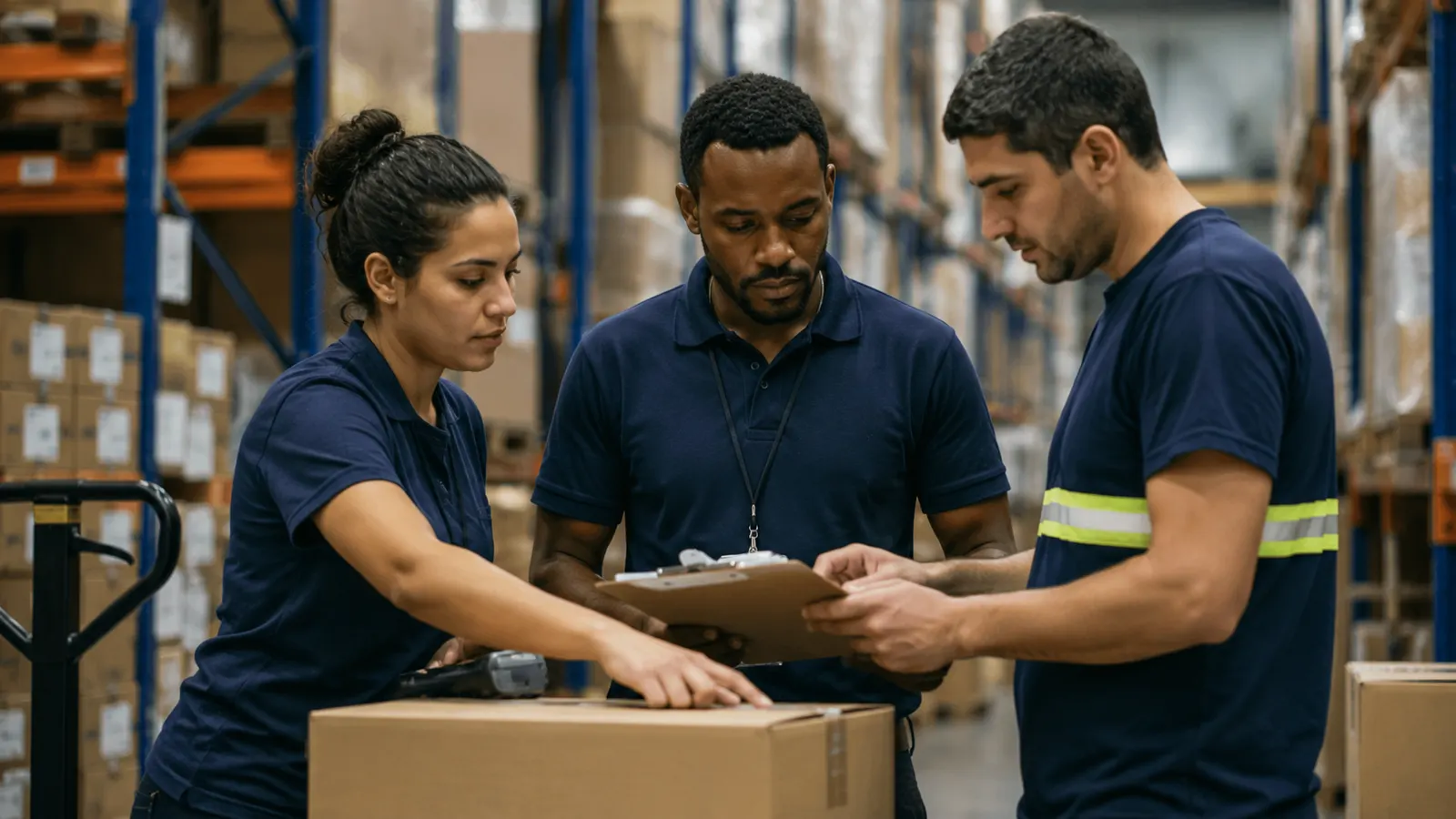Colaboradores em operação no armazém